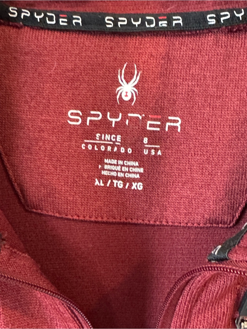 Spyder Sweater Mens XL Maroon 1/4 Zip Mock Performance Pullover Core Base Active - Picture 3 of 7